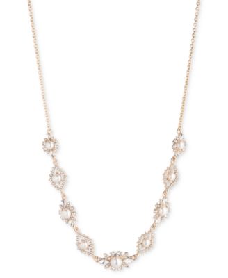 Marchesa - Gold-Tone Crystal & Imitation Pearl Statement Necklace, 16" + 3" extender
