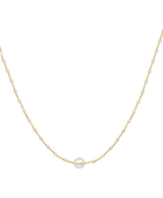 EFFY Collection - Cultured Freshwater Pearl (2-1/2 & 8-1/2mm) Collar Necklace in 14k Gold, 14-3/4" + 1-1/4" extender