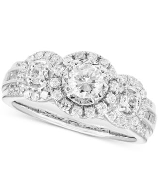 Macy's - Diamond Round & Baguette Triple Halo Engagement Ring (1 ct. t.w.) in 14k White Gold