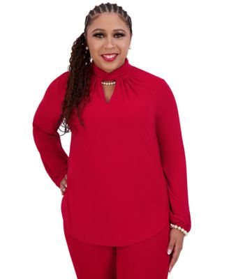 Kasper - Women's Twisted Mock Neck Long-Sleeve Top