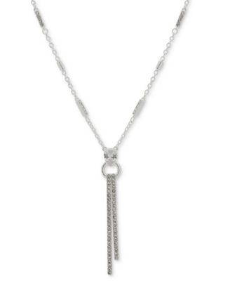 Anne Klein - Silver-Tone Crystal Bar 32" Pendant Necklace