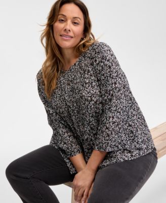 Style & Co - Plus Size Floral Voile Pintucked Top