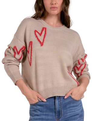 Elan - Women's Heart Crewneck Long-Sleeve Sweater