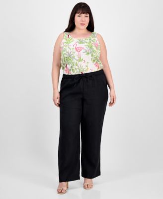 Charter Club - Plus Size Linen Straight-Leg Pants