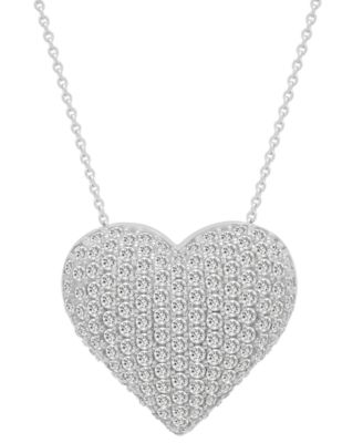 Macy's - Diamond Heart Pendant Necklace (2 ct. t.w.) in 10k White Gold, 18" + 2" extender