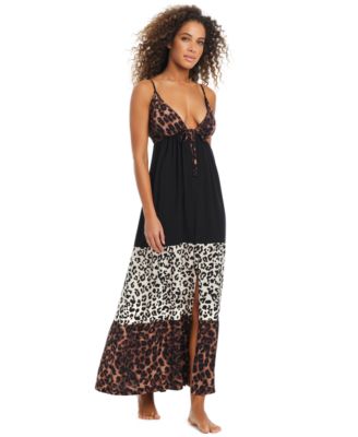 Bar III - Women's In My Skin Tie-Front Tiered Cover-Up Maxi Dress