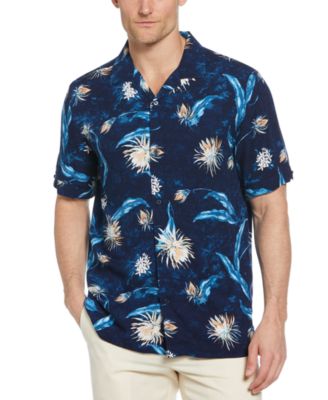 Cubavera - Men's Big & Tall Short Sleeve Button-Front Floral Print Camp Shirt