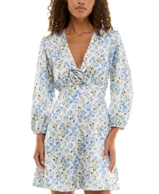 B Darlin - Juniors' Floral-Print Rosette Dress