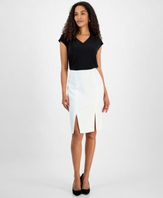 Kasper - Women's Stretch Crepe Paneled Pencil Skirt
