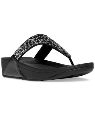 FitFlop - Women's Lulu Crystal Mix Toe-Post Wedge Sandals