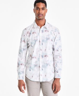 Alfani - Men's Regular-Fit Abstract Light Wave-Print Button-Down Shirt