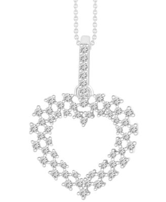 Macy's - Diamond Heart Pendant Necklace (1/4 ct. t.w.) in 10k White Gold