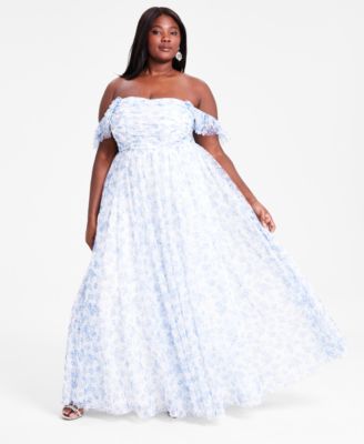 City Studios - Trendy Plus Size Off-The-Shoulder Ball Gown