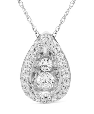 Macy's - Diamond Teardrop Pendant Necklace (1/4 ct. t.w.) in 10k White Gold