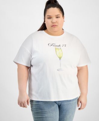 And Now This - Trendy Plus Size Cotton French 75 Graphic Tee
