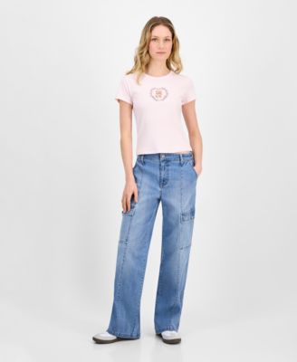 Celebrity Pink - Juniors' High Rise Wide Leg Cargo Jeans