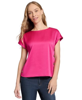 Jones New York - Petite Side-Buttoned Dolman-Sleeve Top
