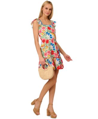 Adrianna - Women's Floral-Print Flutter-Sleeve Mini Dress
