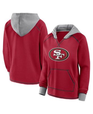Logo Athletic - Women's Scarlet San Francisco 49ers Boom Fleece Pullover V-Neck Hoodie