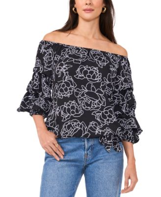 Vince Camuto - Women's Off-The-Shoulder Blubble-Sleeve Blouse