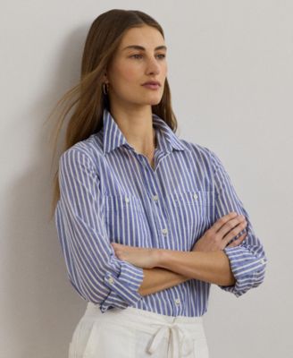 Lauren Ralph Lauren - Women's Relaxed-Fit Voile Roll-Tab-Sleeve Shirt