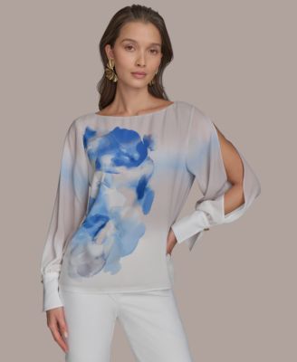 Donna Karan New York - Women's Boat-Neck Split-Sleeve Top