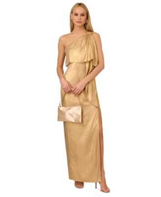 Adrianna - Women's Metallic Layered One-Shoulder Gown