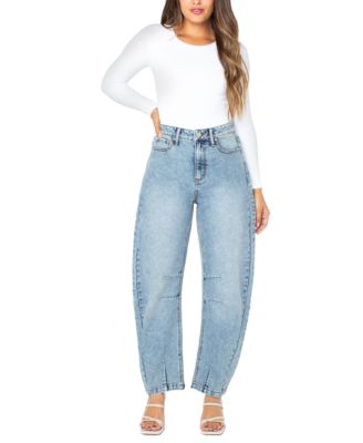 Celebrity Pink - Juniors' High-Rise Barrel-Leg Jeans