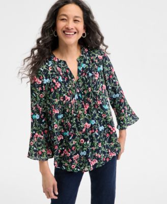Style & Co - Women's Floral-Print Bell-Sleeve Top