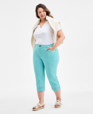 Style & Co - Plus Size Curvy Roll-Cuff Capri Jeans