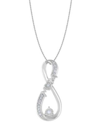 Macy's - Diamond Mom Pendant Necklace (1/10 ct. t.w.) in 10k White Gold
