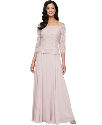 Alex Evenings - Women's Off-The-Shoulder Mixed-Media Gown