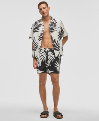 Mode of One - Men's Large Palm Regular-Fit Printed Swim Trunks