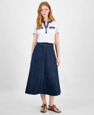 Tommy Hilfiger - Women's Denim Midi Circle Skirt