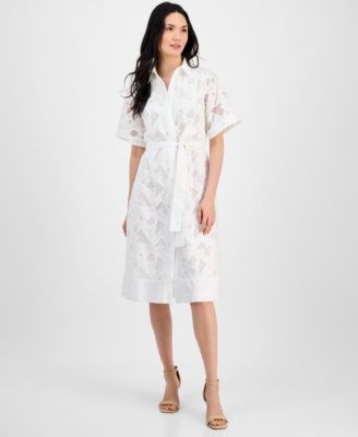 T Tahari - Women's Cotton Button-Front Dress