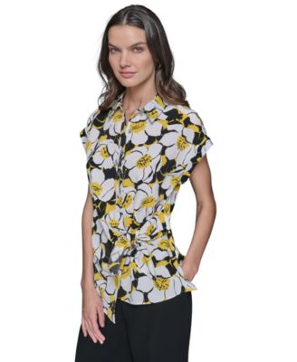 KARL LAGERFELD PARIS - Women's Floral Asymmetrical Blouse