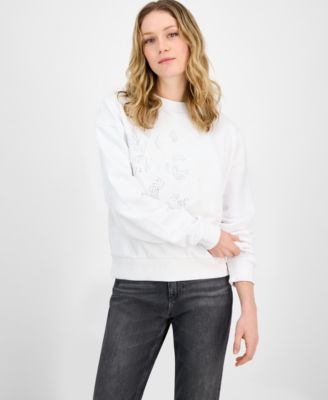 GUESS - Women's G-Wave Embossed Studded Sweatshirt