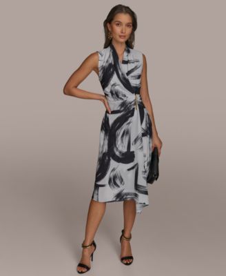 Donna Karan New York - Petite Printed Faux-Wrap Dress