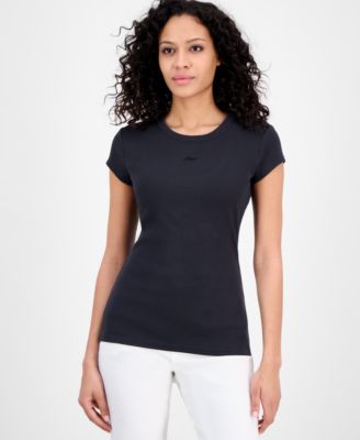 BOSS Orange - Women's Ribbed Open-Back Short-Sleeve Jersey Top