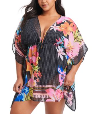 Bleu by Rod Beattie - Plus Size Printed Sweet Escape Caftan Cover-Up