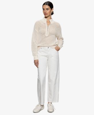 Sanctuary - Women's Cotton Half-Zip Open-Knit Sweater