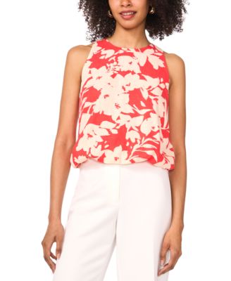 Vince Camuto - Women's Floral-Print Bubble-Hem Top