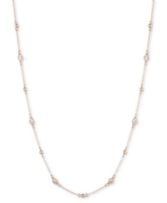 Lauren Ralph Lauren - Gold-Tone Cubic Zirconia Bezel Collar Necklace, 16" + 3" extender