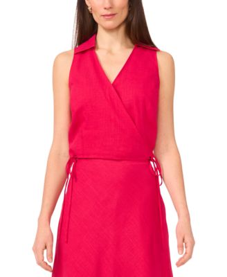 1.STATE - Women's Collared Crossover Cropped Top
