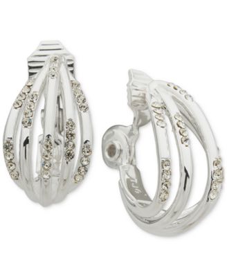 Anne Klein - Crystal Multi-Row Button Clip Earrings