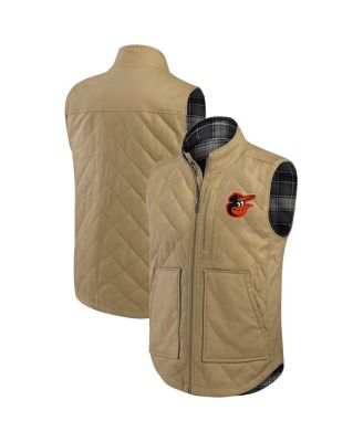 Fanatics - Men's Tan/Charcoal Baltimore Orioles Reversible Canvas Plaid Patch Full-Zip Vest