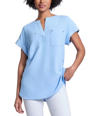 Jones New York - Women's Split-Neck Cap-Sleeve Blouse