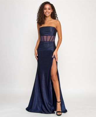 Emerald Sundae - Juniors' Glittered Satin Corset Gown