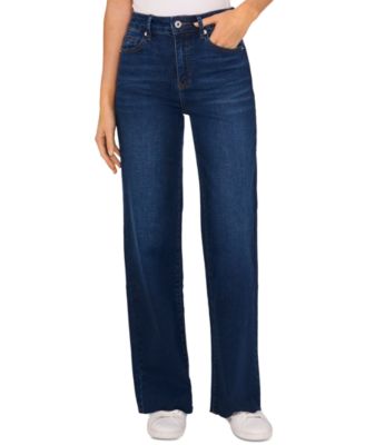 CeCe - Women's Wide-Leg High-Rise Raw-Hem Jeans