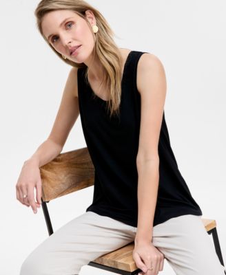 JM Collection - Women's Solid Scoop-Neck Tank Top
